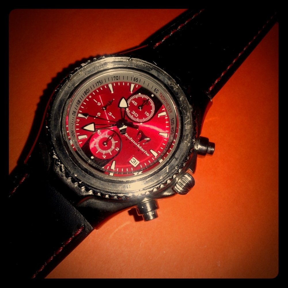 TechnoMarine chronograph red watch wristwatch